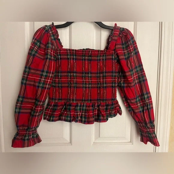 JANIE AND JACK PLAID SMOCKED PEPLUM